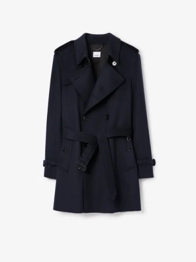 Burberry Short Wool Cashmere Wimbledon Trench Coat In Black