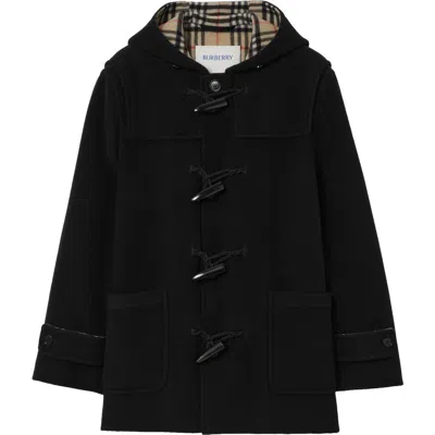 Burberry Short Wool Harrogate Duffle Coat In Black