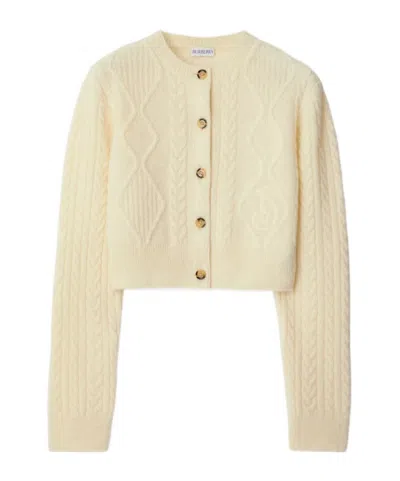 BURBERRY CROPPED ARAN-KNIT CARDIGAN