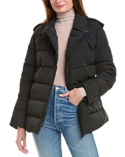 Burberry Short Wool-trim Coat In Black
