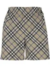 Burberry Check Drawstring Waist Shorts In Green