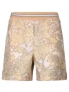Burberry Beige Silk Shorts With Print In Beige