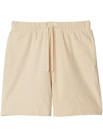 Burberry Relaxed-fit Cotton Shorts With Drawstring Waistband In Neutral