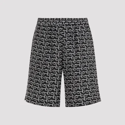 Burberry All Over Print Bermuda Shorts In Black
