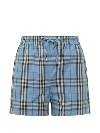 Burberry Trendy Quadri Shorts For The Weekend In Blue