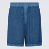 Burberry Equestrian Knight Applique Linen Shorts In Knight