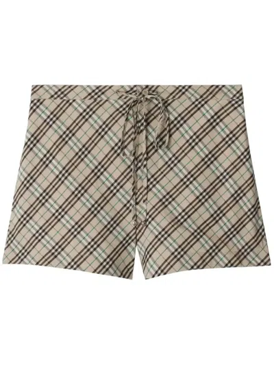 BURBERRY CHECKED COTTON SHORTS - WOMEN'S - COTTON