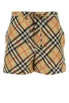 Burberry Beige Check-print Silk Shorts In Printed