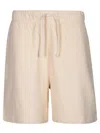 Burberry Relaxed-fit Cotton Shorts With Drawstring Waistband In Metallic