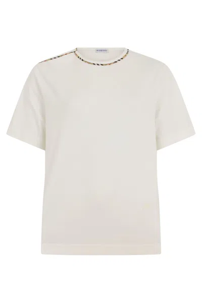 Burberry Short-sleeve T-shirt With Tartan Trim In White