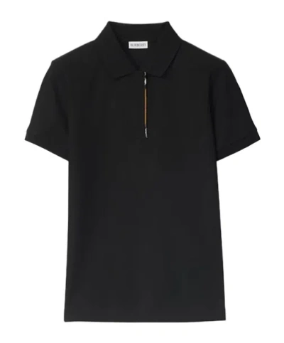 Burberry Short-sleeved Polo Shirt In Black
