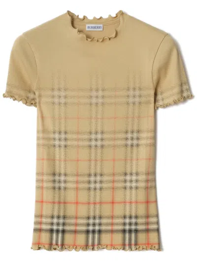 BURBERRY BURBERRY SHORT-SLEEVED RIBBED TOP WITH GATHERED EDGES