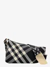 Burberry Checked Shield Messenger Crossbody Bag With Golden Details In Black