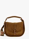 Burberry Small Clip Messenger Bag Suede Finish In Brown