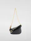 Burberry Woman Black Leather Knight Medium Shoulder Bag In Black