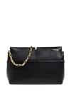 Burberry Snip Leather Clutch Bag With Chain Strap In Black