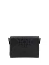 Burberry Archive Check Leather Messenger Bag In Black