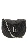Burberry Black Leather Rocking Horse Shoulder Bag In Black Palladium
