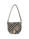 Burberry Women Bridle Canvas And Leather Check Shoulder Bag In Gray