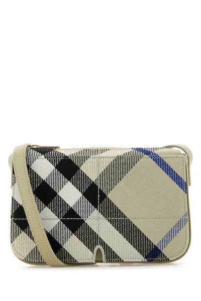 Burberry Women Embroidered Canvas Snip Crossbody Bag In Lichen