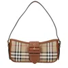 Burberry Canvas Sling Shoulder Bag With Checkered Pattern In Brown