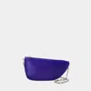 Burberry Leather Micro Shield Sling Bag With Chain Shoulder Strap In Blue