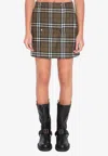 Burberry Check-pattern Wool Mini Skirt In Brown