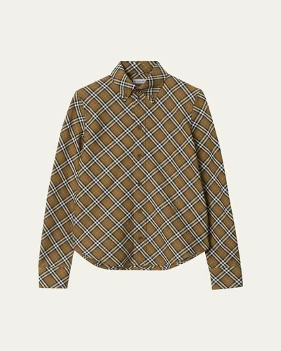 BURBERRY SHRUNKEN CHECK BUTTON-DOWN SHIRT