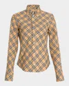 Burberry Beige Oversize Shirt With All-over Check Motiv In Cotton Woman In Neutral