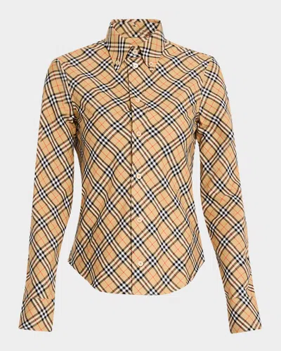 BURBERRY SHRUNKEN CHECK BUTTON-DOWN SHIRT