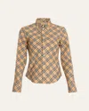 Burberry Beige Oversize Shirt With All-over Check Motiv In Cotton Woman In Neutral