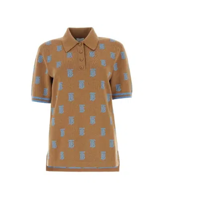 Burberry Shyla Monogram Knitted Polo Shirt In Yellow