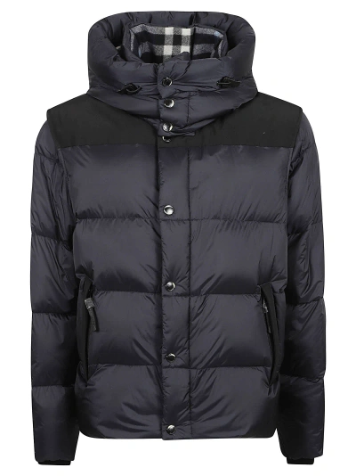 Burberry Side Pocket Zip Padded Jacket In Navy