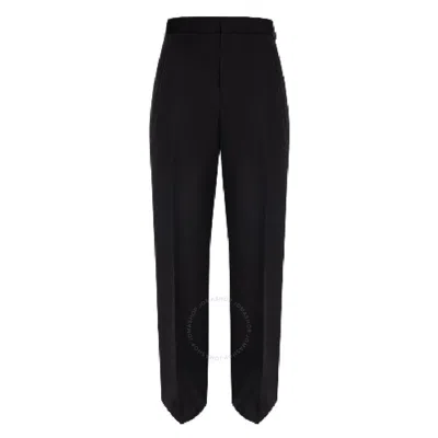 Burberry Pleated Straight-leg Wool Trousers In Black