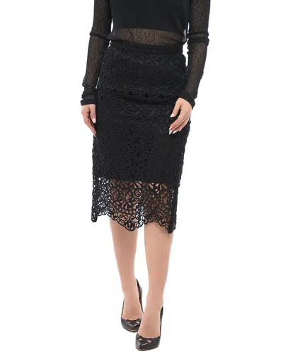Burberry Macrame Lace Pencil Skirt In Black