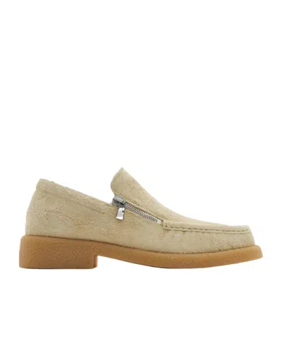 Burberry Side Zipper Casual Shoes In Nude