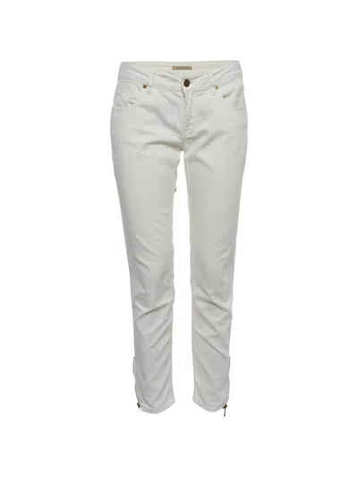 Pre-owned Burberry Side-zip Skinny Jeans In White