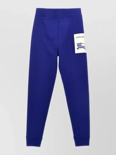 Burberry Sidney Cotton Joggers Elasticated Cuff Design In Blue