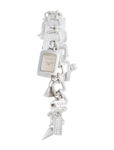 Pre-owned Burberry Signature Charm Bracelet Watch, 14mm In Multi
