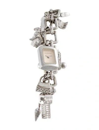 Pre-owned Burberry Signature Charm Bracelet Watch, 14mm In Multi