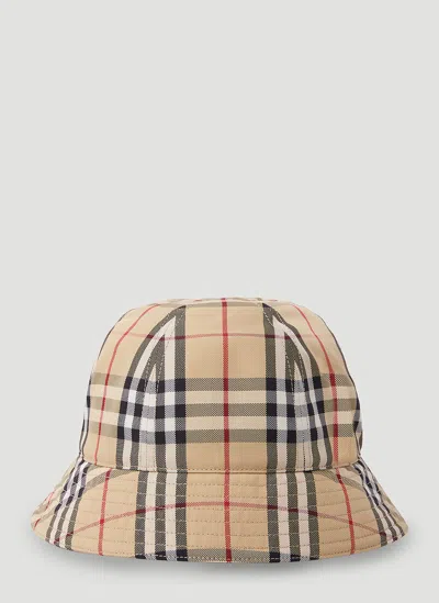 Burberry Signature Check Bucket Hat In Beige