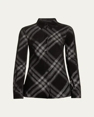 Burberry Signature Check Button-front Shirt In Monochrome Ip Pttn