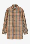 Burberry Women Cotton Shirt With Check Print In Multi
