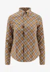 Burberry Ered Shirt With Button-down Collar In Green