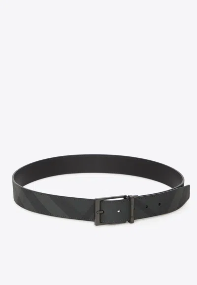 Burberry Signature Check Reversible Belt In Black