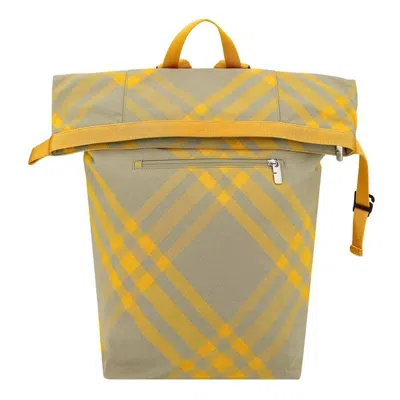 Burberry Signature Check Roll Backpack In Yellow