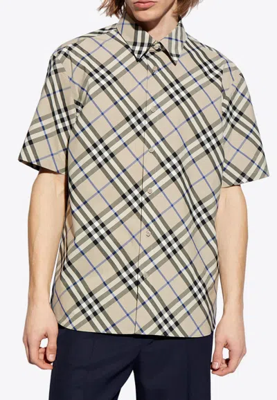 Burberry Signature Check Short-sleeved Shirt In Lichen Ip Check