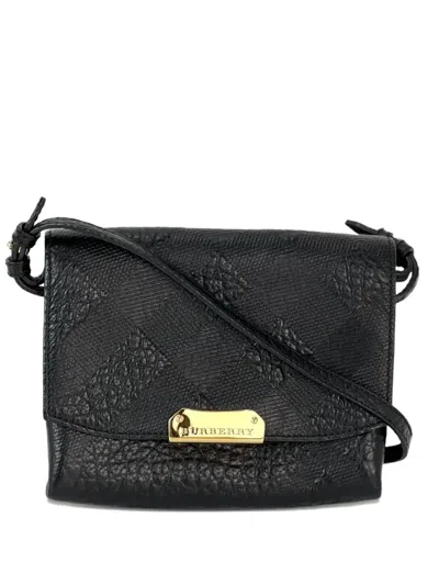 Pre-owned Burberry Signature Embossed Leather Crossbody Bag In Black