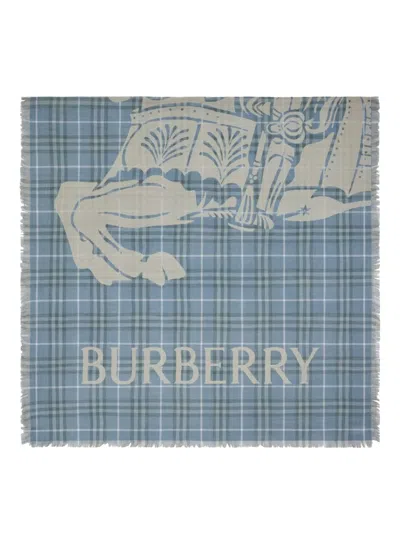 Burberry Signature Knight Motif Scarf In Blue