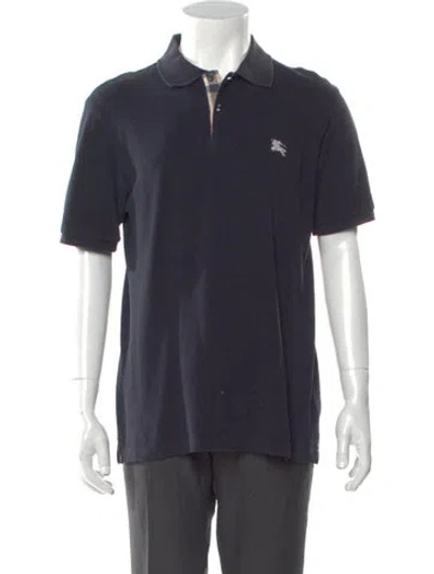 Pre-owned Burberry Signature Logo Crew Neck Polo Shirt In Blue